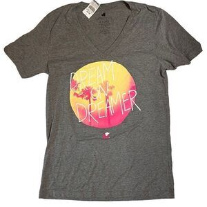 Glamour Kills Women Top Tee Short Sleeve Graphic Print Dream on Dreamer Gray XL